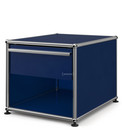 Table de chevet USM avec tiroir, Bleu acier RAL 5011, Petit (H 39 x l 42,5 x P 53 cm)