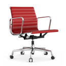 Aluminium Chair EA 117, Chromé, Cuir, Rouge