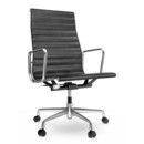 Aluminium Chair EA 119, Poli, Cuir, Nero