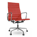 Aluminium Chair EA 119, Chromé, Cuir, Rouge