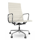 Aluminium Chair EA 119, Chromé, Cuir, Neige