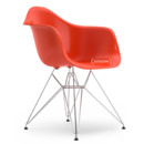 Eames Plastic Armchair DAR, Rouge (rouge coquelicot), Sans rembourrage, Sans rembourrage, Version standard - 43 cm, Chromé