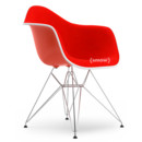 Eames Plastic Armchair DAR, Rouge (rouge coquelicot), Rembourrage intégral, Corail / rouge coquelicot, Version standard - 43 cm, Chromé