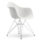 Eames Plastic Armchair DAR, Blanc, Sans rembourrage, Sans rembourrage, Version standard - 43 cm, Chromé