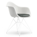 Eames Plastic Armchair DAR, Blanc, Avec coussin d'assise, Nero / ivoire, Version standard - 43 cm, Revêtement blanc