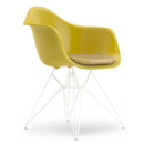 Eames Plastic Armchair DAR, Moutarde, Avec coussin d'assise, Moutarde / ivoire, Version standard - 43 cm, Revêtement blanc