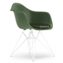 Eames Plastic Armchair DAR, Forêt, Avec coussin d'assise, Ivoire / forêt, Version standard - 43 cm, Revêtement blanc