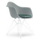 Eames Plastic Armchair DAR, Gris Clair, Avec coussin d'assise, Bleu glacier / ivoire, Version standard - 43 cm, Revêtement blanc