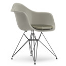 Eames Plastic Armchair DAR, Galet, Avec coussin d'assise, Gris chaud / ivoire, Version standard - 43 cm, Revêtement basic dark