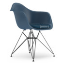 Eames Plastic Armchair DAR, Bleu océan, Avec coussin d'assise, Bleu océan / gris foncé, Version standard - 43 cm, Revêtement basic dark