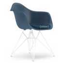 Eames Plastic Armchair DAR, Bleu océan, Avec coussin d'assise, Bleu océan / gris foncé, Version standard - 43 cm, Revêtement blanc