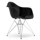 Eames Plastic Armchair DAR, Noir profond  , Sans rembourrage, Sans rembourrage, Version standard - 43 cm, Chromé