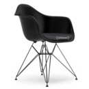 Eames Plastic Armchair DAR, Noir profond  , Avec coussin d'assise, Gris foncé, Version standard - 43 cm, Revêtement basic dark