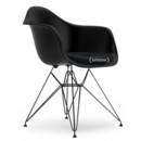 Eames Plastic Armchair DAR, Noir profond  , Avec coussin d'assise, Nero, Version standard - 43 cm, Revêtement basic dark