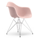 Eames Plastic Armchair DAR, Rose pâle, Sans rembourrage, Sans rembourrage, Version standard - 43 cm, Chromé