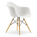 Eames Plastic Armchair DAW, Blanc, Sans rembourrage, Sans rembourrage, Version standard - 43 cm, Frêne tons miel