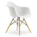 Eames Plastic Armchair DAW, Blanc, Sans rembourrage, Sans rembourrage, Version standard - 43 cm, Érable nuance de jaune