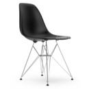 Eames Plastic Side Chair DSR, Noir profond  , Sans rembourrage, Sans rembourrage, Version standard - 43 cm, Chromé
