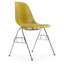 Eames Plastic Side Chair DSS, Moutarde, Avec coussin d'assise, Moutarde / ivoire, Avec liaison de rangée (DSS)