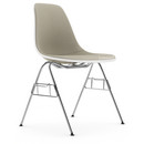 Eames Plastic Side Chair DSS, Galet, Rembourrage intégral, Gris chaud / ivoire, Avec liaison de rangée (DSS)