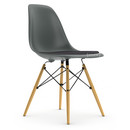 Eames Plastic Side Chair DSW, Gris granit, Avec coussin d'assise, Gris foncé, Version standard - 43 cm, Frêne tons miel