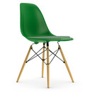 Eames Plastic Side Chair DSW, Vert, Avec coussin d'assise, Vert / ivoire, Version standard - 43 cm, Frêne tons miel