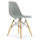 Eames Plastic Side Chair DSW, Gris Clair, Avec coussin d'assise, Bleu glacier / ivoire, Version standard - 43 cm, Érable nuance de jaune