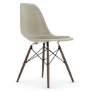 Eames Plastic Side Chair DSW, Galet, Avec coussin d'assise, Gris chaud / ivoire, Version standard - 43 cm, Érable foncé