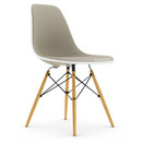 Eames Plastic Side Chair DSW, Galet, Rembourrage intégral, Gris chaud / ivoire, Version standard - 43 cm, Érable nuance de jaune