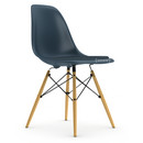 Eames Plastic Side Chair DSW, Bleu océan, Avec coussin d'assise, Bleu océan / gris foncé, Version standard - 43 cm, Frêne tons miel