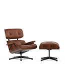 Lounge Chair & Ottoman - Beauty Versions, Palissandre Santos, Brandy, 89 cm, Aluminium poli, côtés noirs