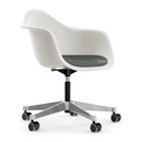 Eames Plastic Armchair PACC, Blanc, Avec coussin d'assise, Nero / ivoire