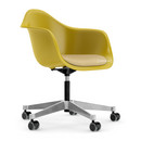 Eames Plastic Armchair PACC, Moutarde, Avec coussin d'assise, Moutarde / ivoire