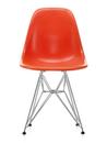 Eames Fiberglass Chair DSR, Eames red orange, Poli chromé