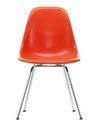 Eames Fiberglass Chair DSX, Eames red orange, Poli chromé