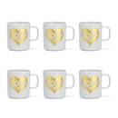 Girard Coffee Mugs, Love Heart, gold, Lot de 6