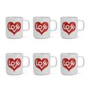 Girard Coffee Mugs, Love Heart, red, Lot de 6